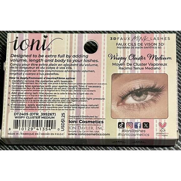 ~NIB~Ioni Natural Lite & Medium Wispy Lightweight 3D Faux Mink Lashes👁️Lot Of 3 - Picture 8 of 9